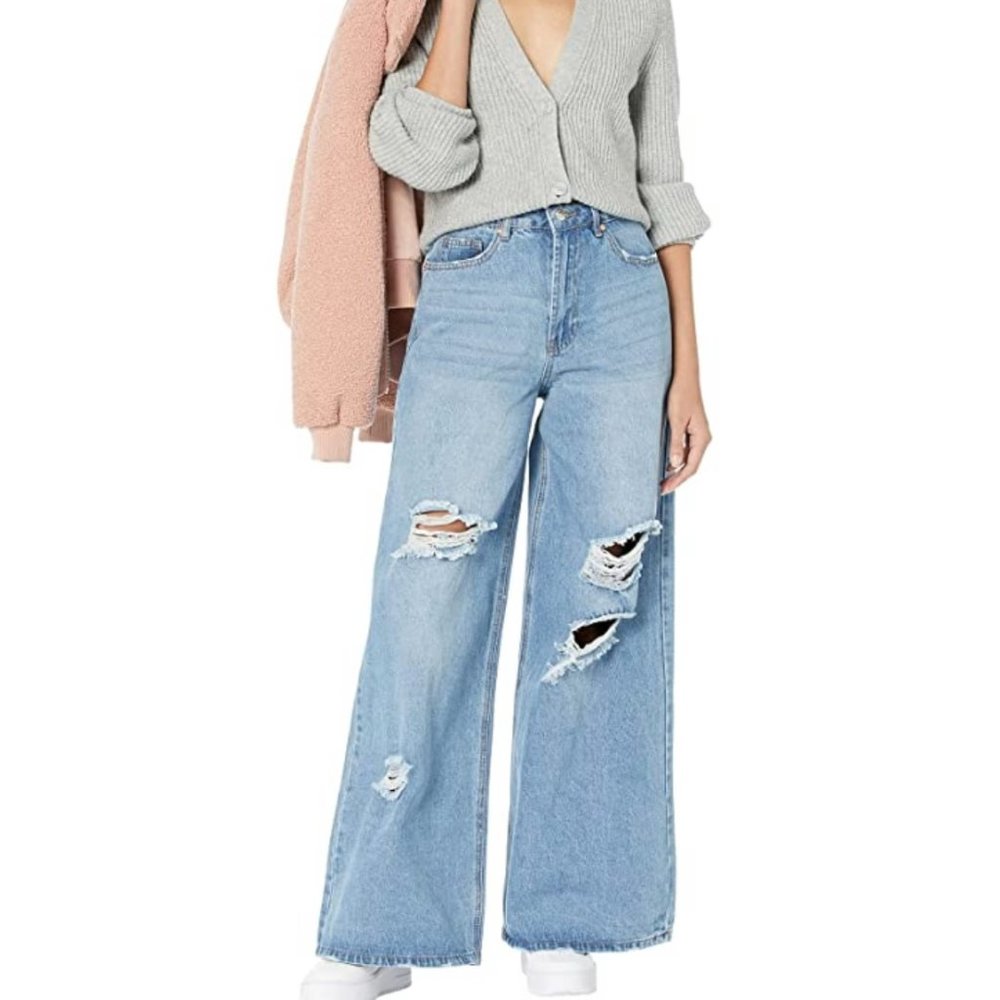 Madden Girl Maya Baggy Jeans Med Wash 28 NWT - Picture 3 of 14